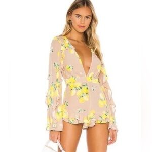 MAJORELLE Devon Romper Lemon Tan Revolve
